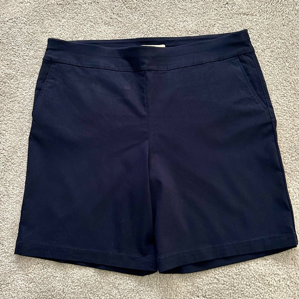 Talbots Navy Blue Bermuda Shorts Tailored Cotton Blend